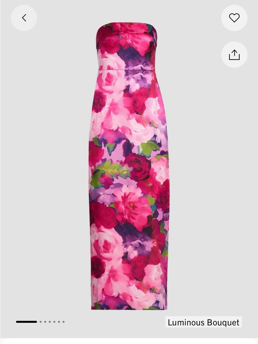 Theia Cleo Luminous Bouquet Floral Strapless Column Gown - Pink Multi
